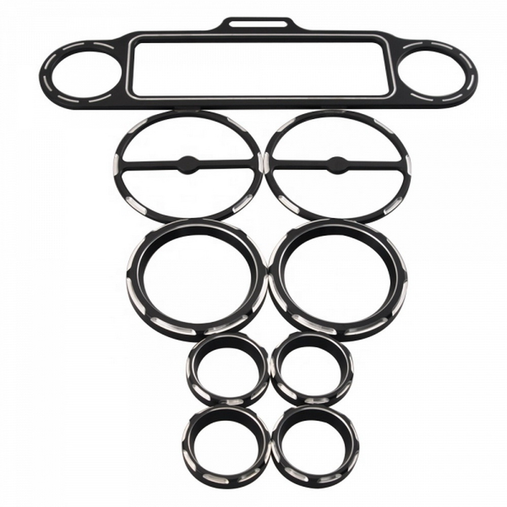 Zierringe Tachometer Lautsprecher Stereo Accent Set Schwarz für Harley 96-13
