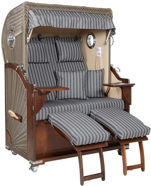 Strandkorb Modell Atlantik B-Ware Volllieger, Farbe Grau, Mahagoni "9500526"