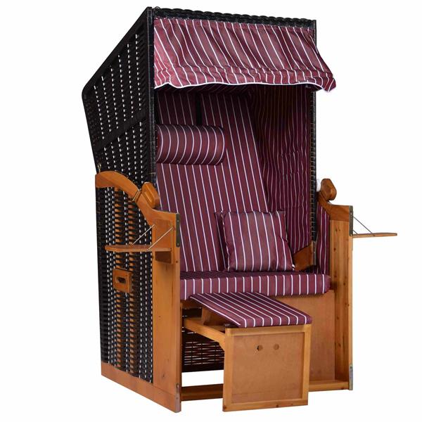 Strandkorb Modell Ava Single B-Ware schwarz / Burgund