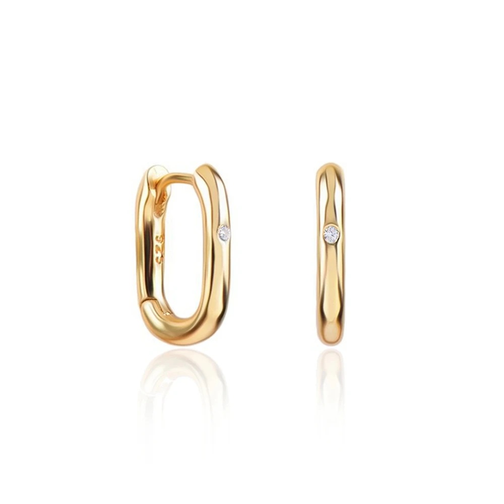 Ohrringe Kreolen Silber 925 Damen Frauen Oval Zirkon weiß - Bild 8 von 8