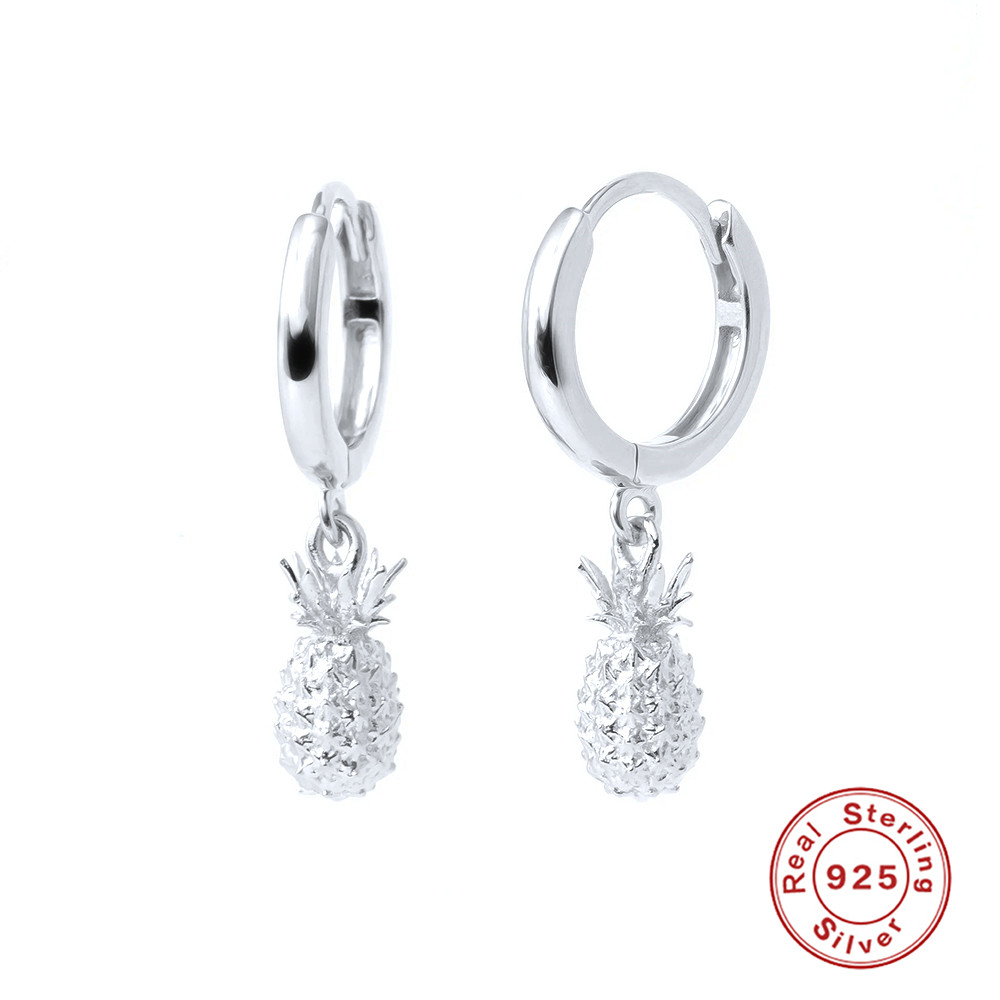 Ohrringe Creolen Frauen 925 Sterling Silber Gold Ananas hängend 18k vergoldet - Bild 10 von 10