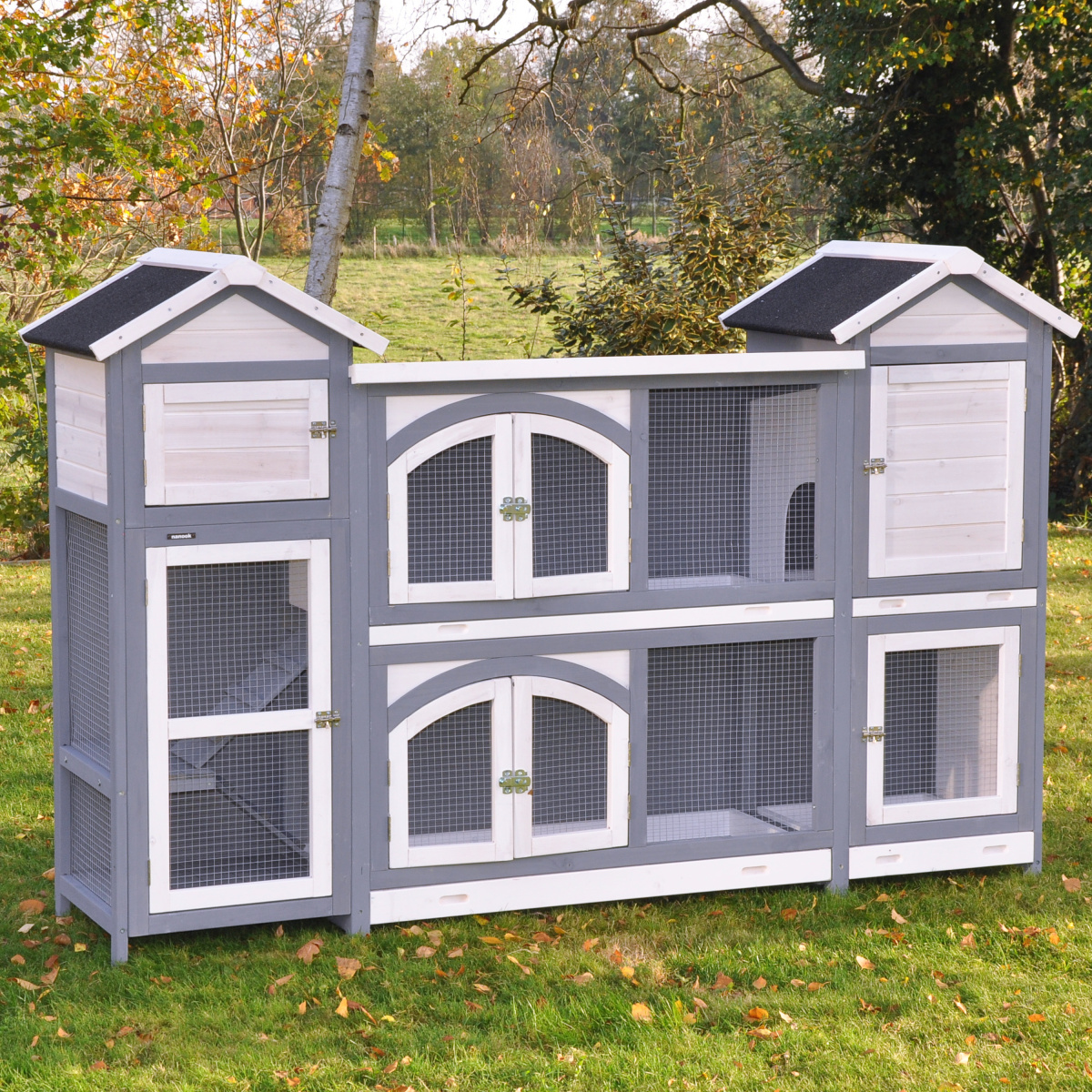 XXL Kleintierstall grau weiss