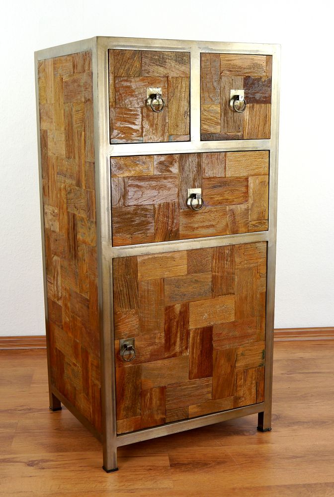 java metall trifft teak schrank kommode teakholzmobel hochschrank ebay