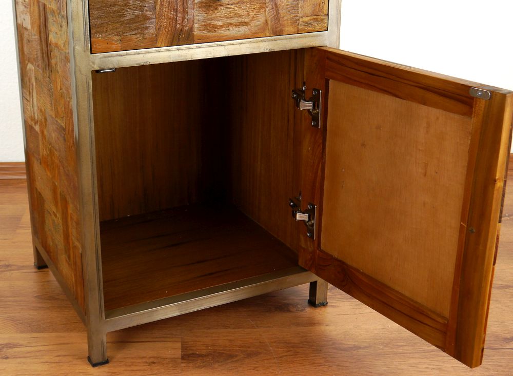 Java, Metall trifft Teak, Schrank, Kommode, Teakholzmöbel, Hochschrank