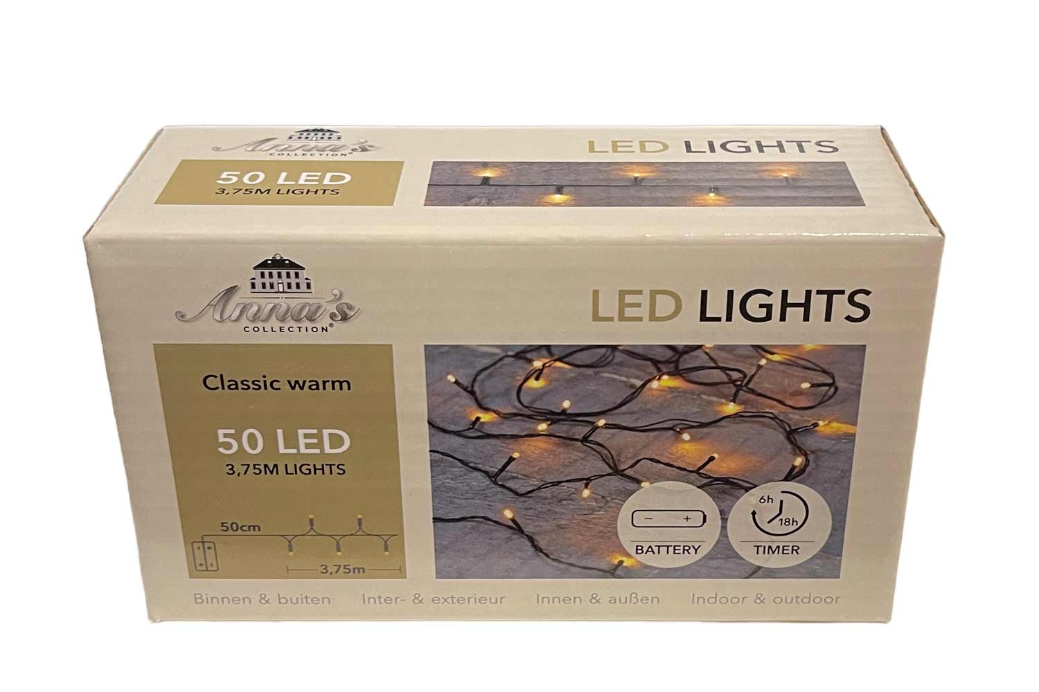 Lichterkette 50 LEDs, mit Batterie/ Timer, KW - BAUAKTIV Discount