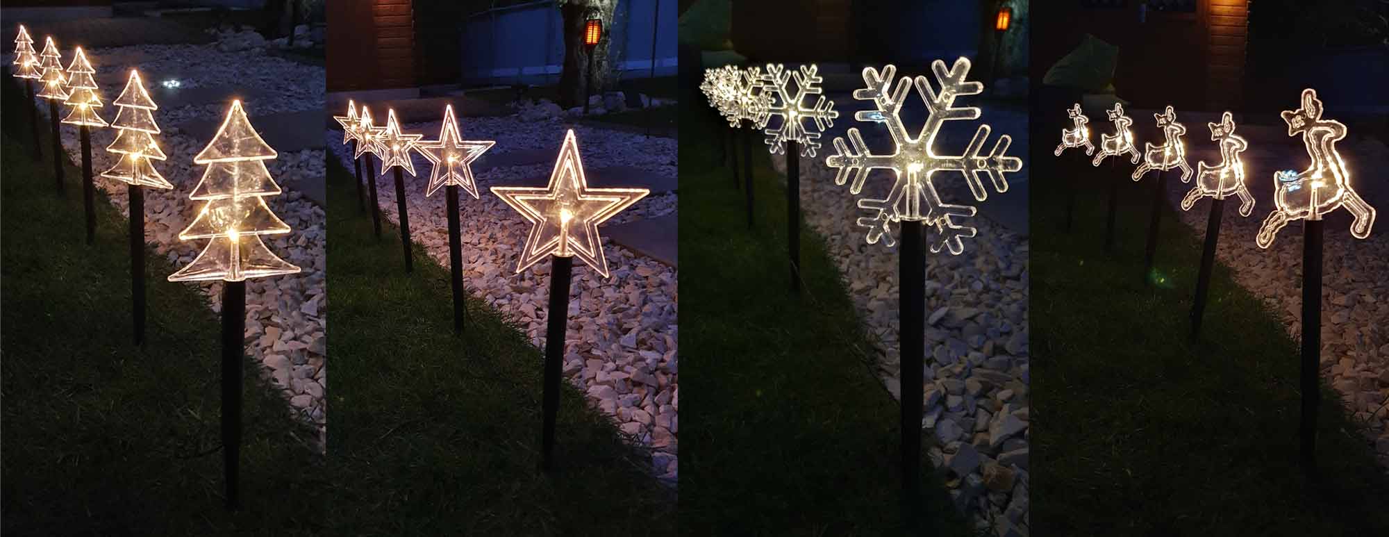 Spetebo LED Gartenstecker Set (5 Stück) – Schneeflocken, Kaltweiß, Mit Timer, Batteriebetrieben, Für Draußen
