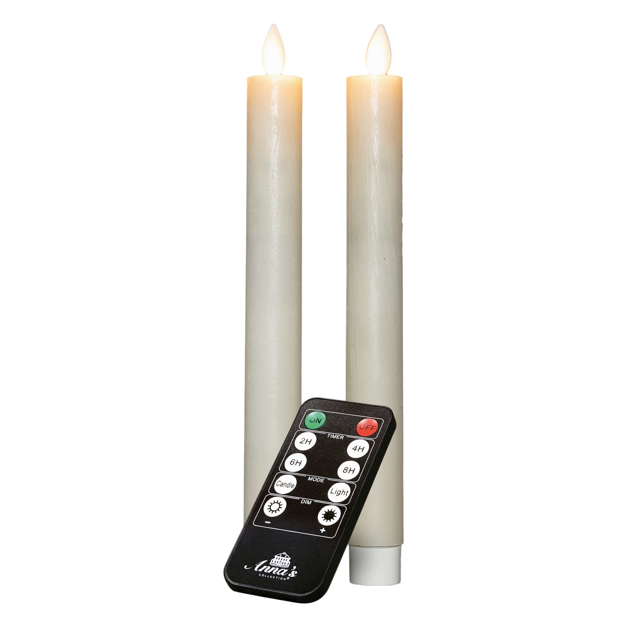 LED Stabkerzen weiß 23cm USB Fernbedienung 4 Timer Dimmer 35h Leuchtdauer