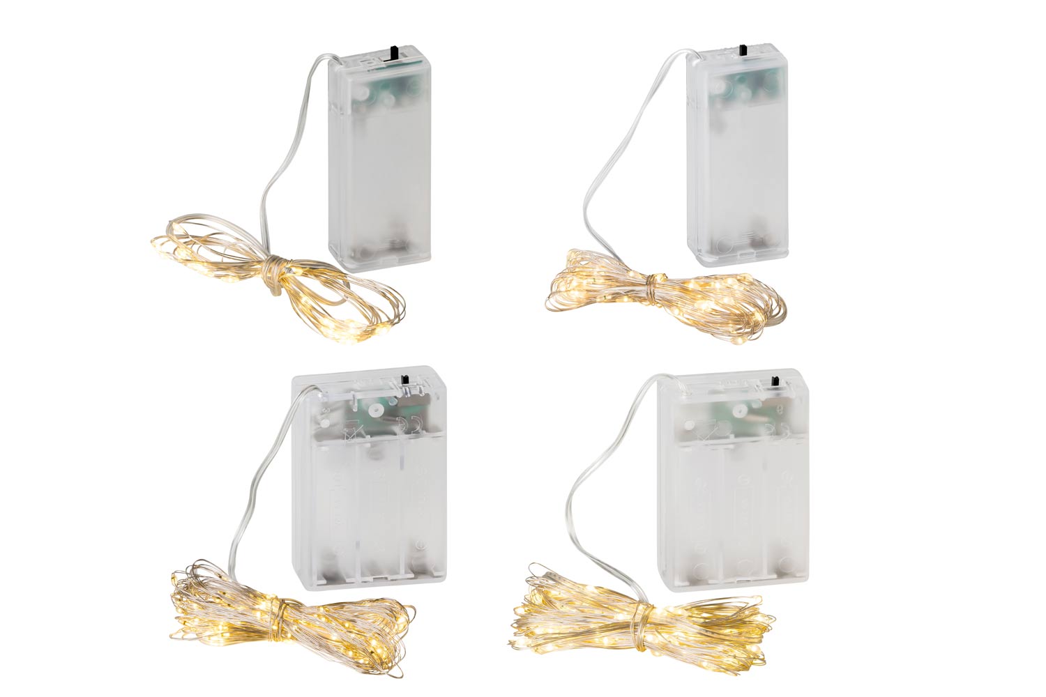 LED Lichterkette Batterie Draht silber Timer 1,9m/3,9m/7,9m/11,9m Innen 30000h