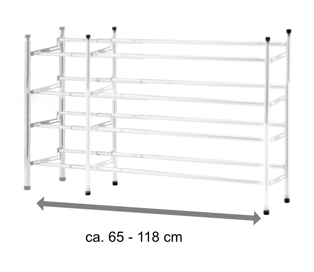 2x MetallSchuhregal aus Metall, Breite verstellbar (ca. 62118 cm, weiß)
