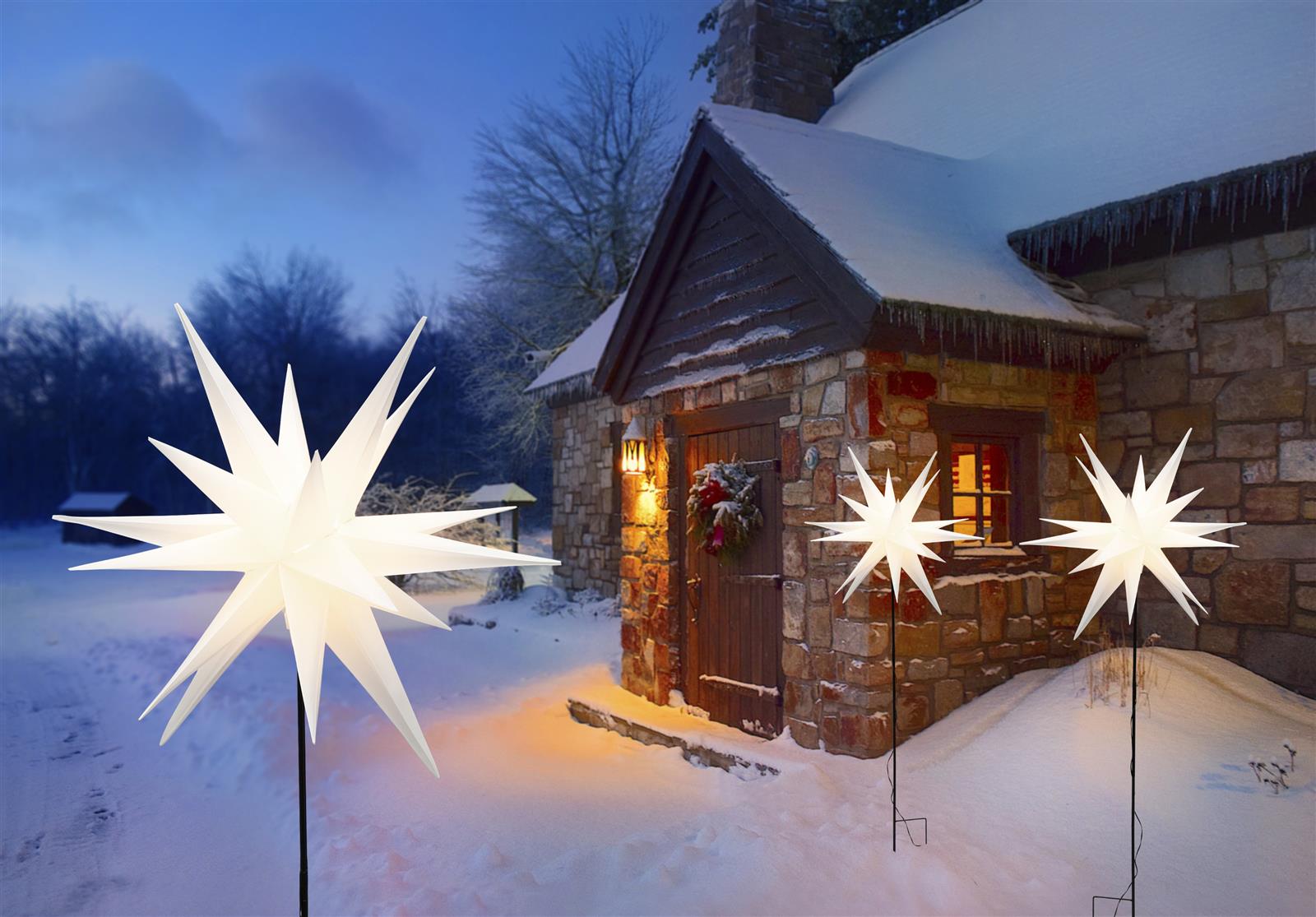 3D Leuchtstern Weihnachtsstern beleuchtet Innen Auen Advent Stern Deko  Garten | eBay.de