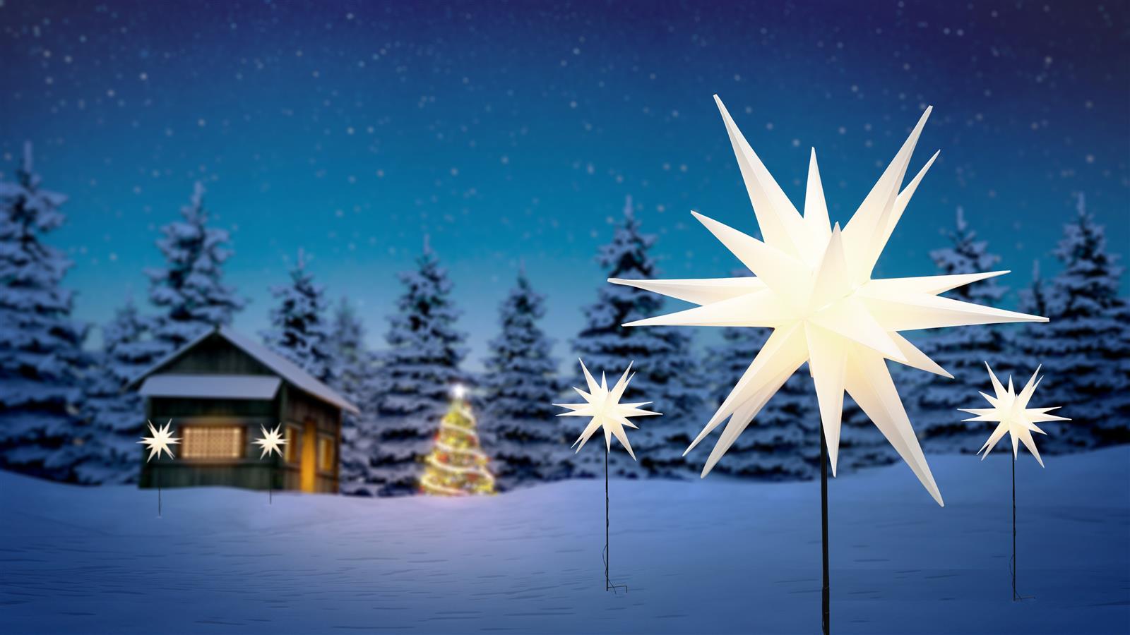 3D Leuchtstern Weihnachtsstern beleuchtet Innen Außen Advent Stern Deko Garten  eBay