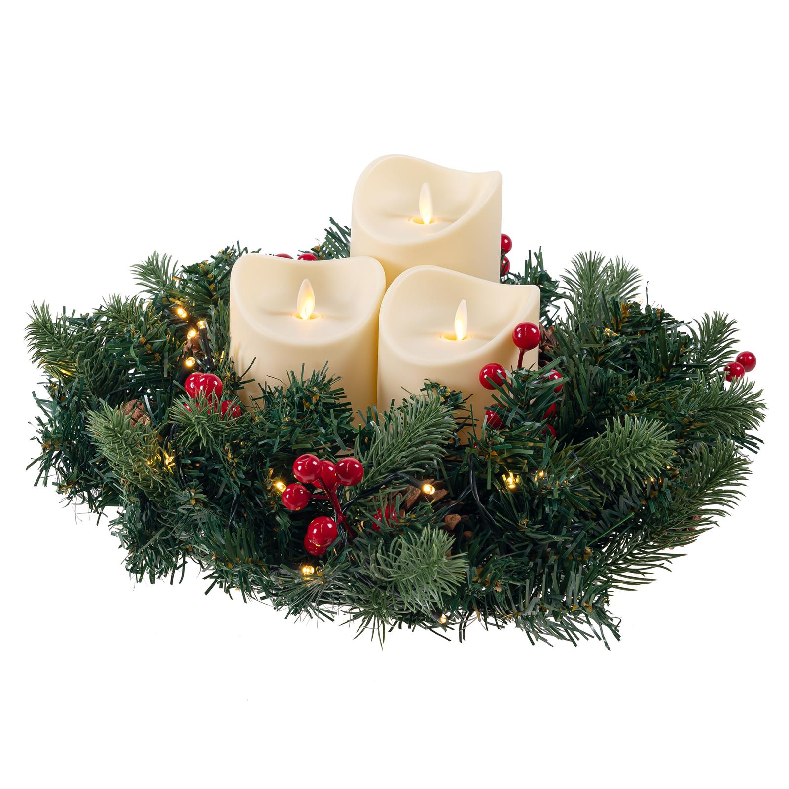 Adventskranz künstlich Licherkette beleuchtet LED Kerzen Advent Kanz Weihnachten