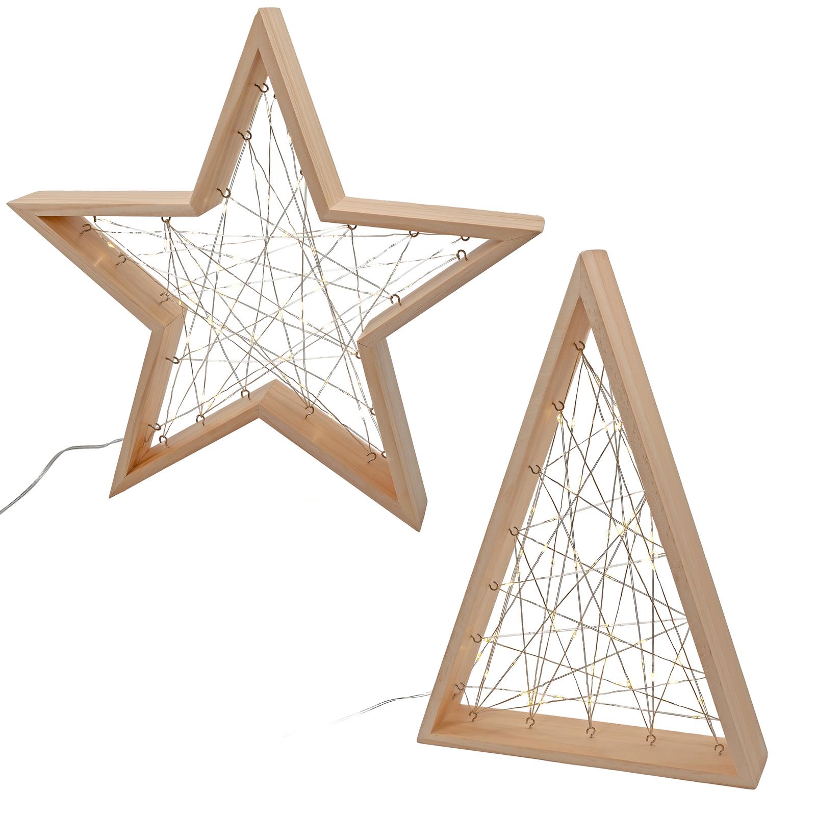 LED Stern Tanne Holz beleuchtet Weihnachtsdeko Weihnachtsstern Fensterdeko  | eBay.de