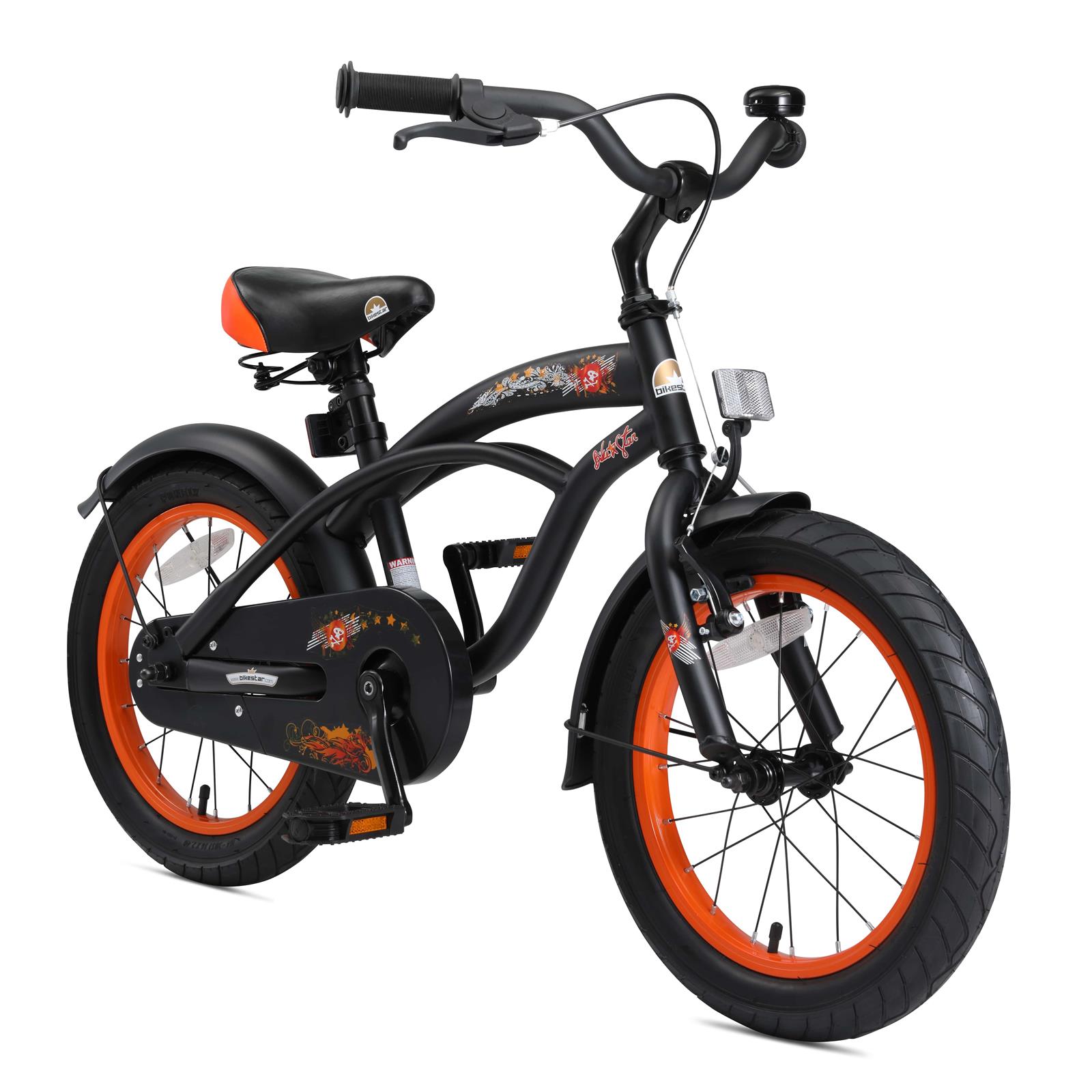 16 Zoll Fahrrad Qualitäts Kinderfahrrad Schwarz matt Jungen Black Cruiser 21602C 