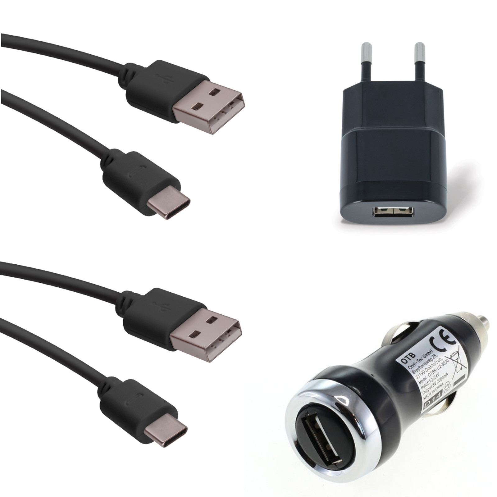 OTB - KFZ-Ladekabel Type C (USB-C) - 12/24V - 3,0A - Schwarz