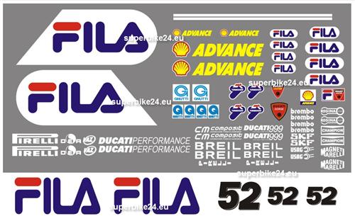 Ducati 999 1098 916 Verkleidung Aufkleber Set FILA 09